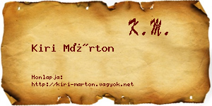 Kiri Márton névjegykártya